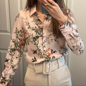 H&M light pink floral blouse